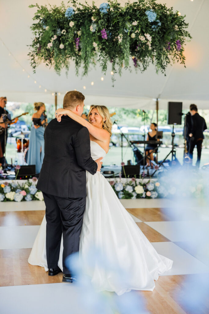 Newlyweds dance at Brecknock Hall wedding reception